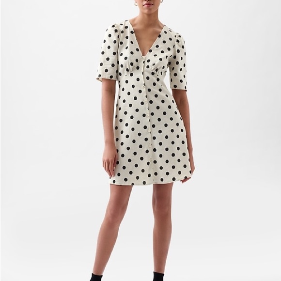 Polka Dot V-Neck Dress Gap Brand New